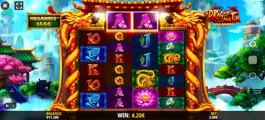 Dragon Match Megaways Slot Game iSoftBet Bonus Feature Paytable